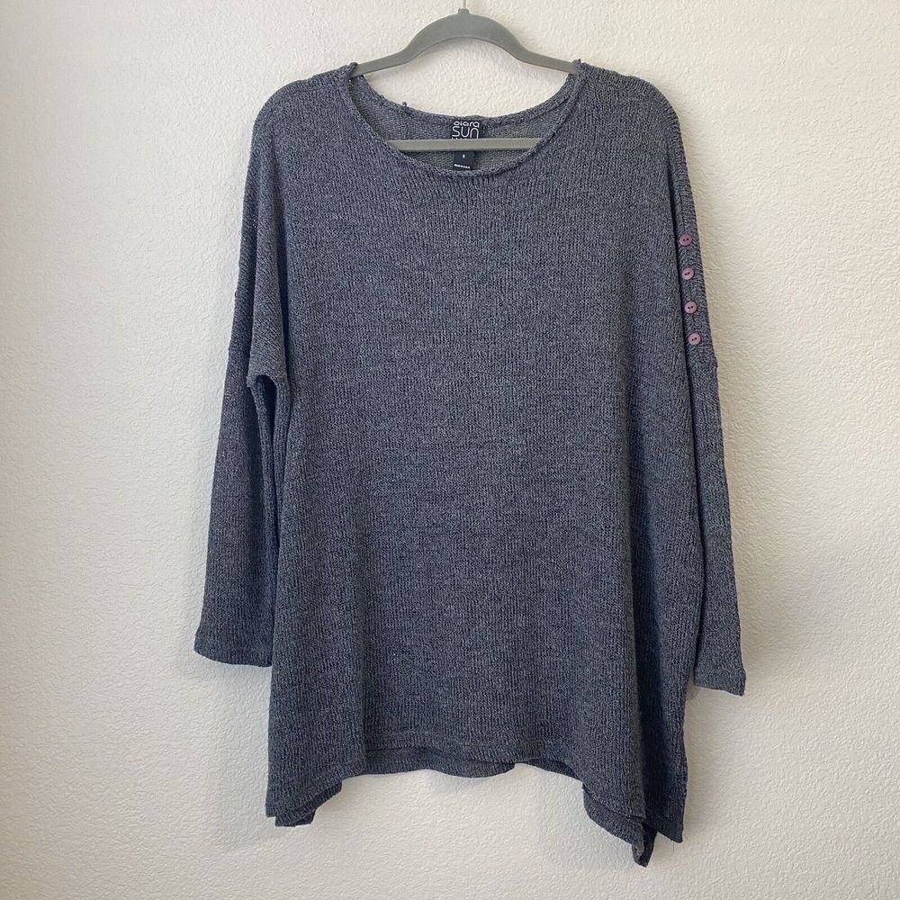 Clara Sun Woo Sweatshirt Womens Small Gray Oversize Knit Lightweight Flaw Sw04